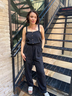 Stella Black Button Down Jumpsuit