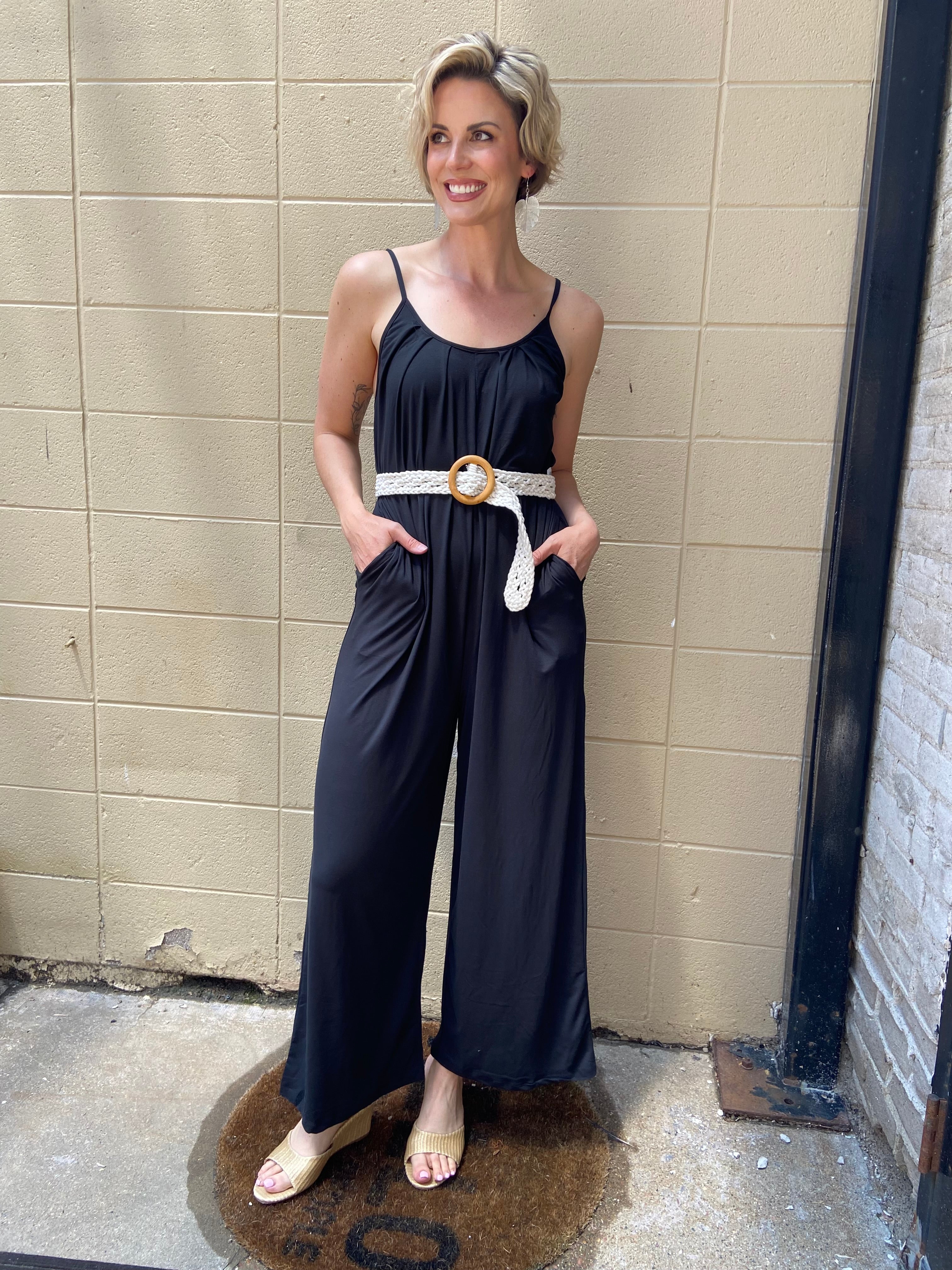 George Black Jumpsuit With Pockets - MK Threads Boutique
