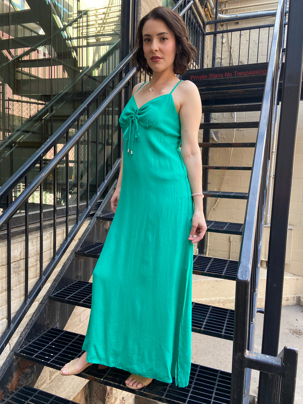 Owen Kelly Green Side Slit Maxi Dress - MK Threads Boutique