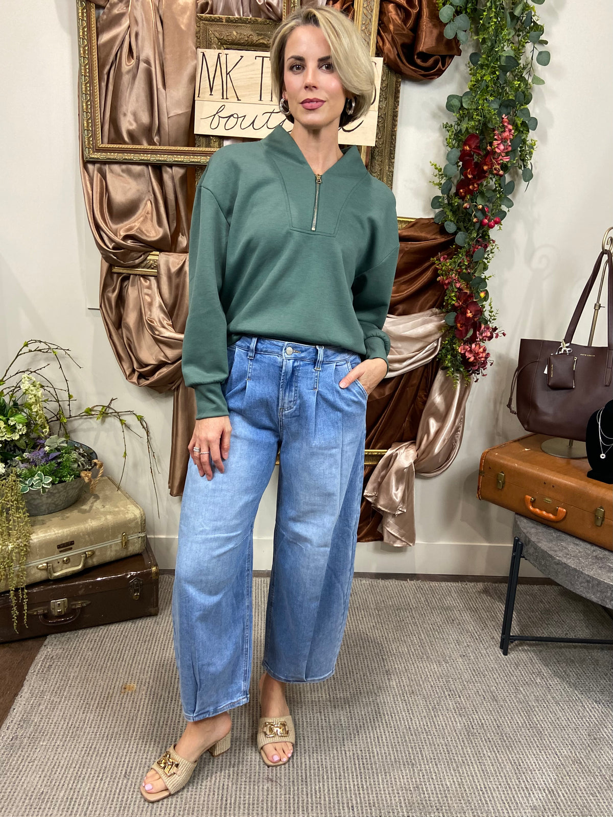 Joan Green Scuba Half Zip Sweater