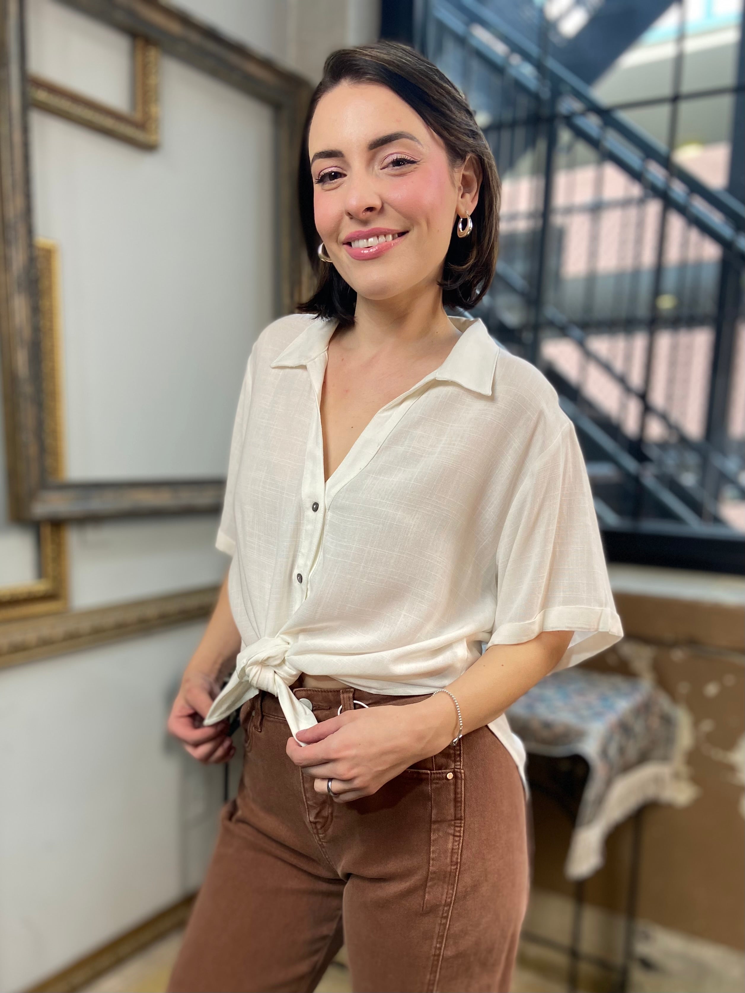 Callum Off White Short Sleeve Button Up - MK Threads Boutique