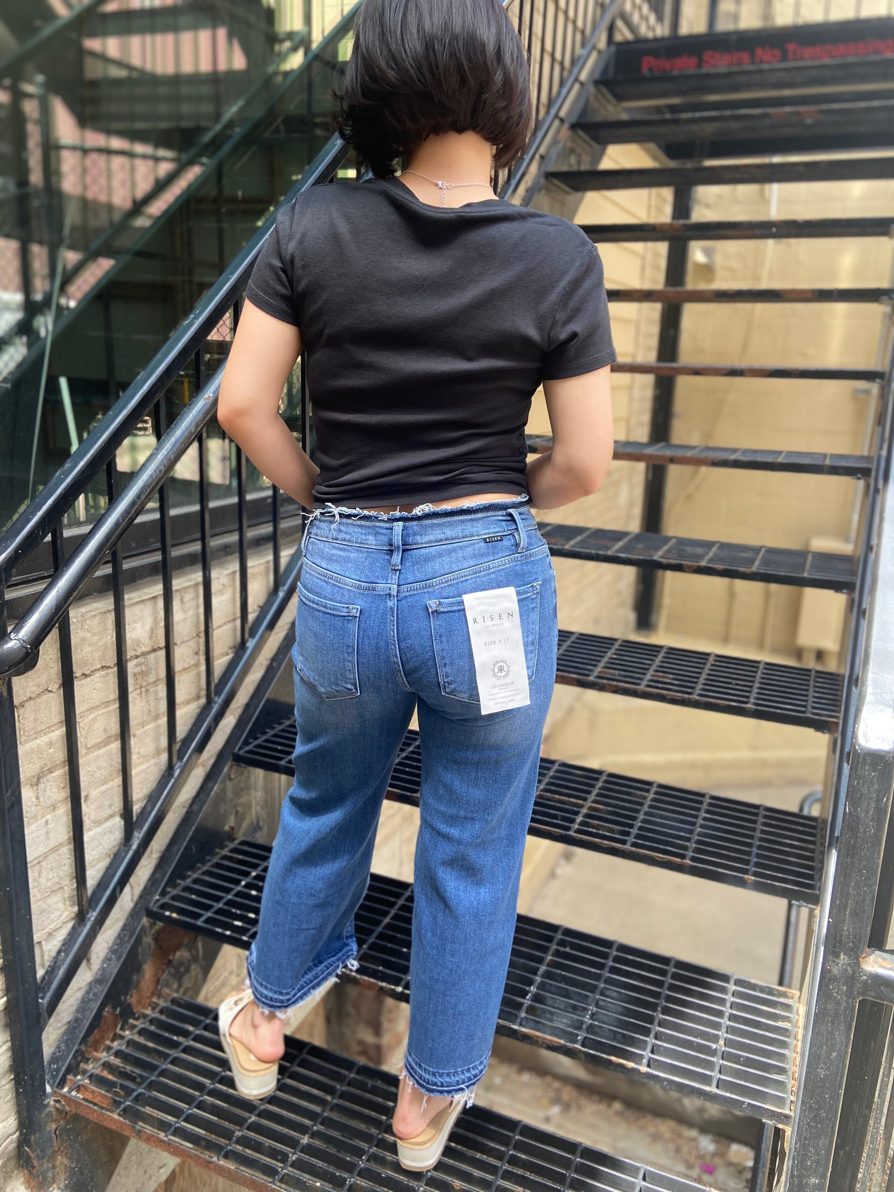 Gloria Mid Rise Wide Leg Cropped Risen Jeans