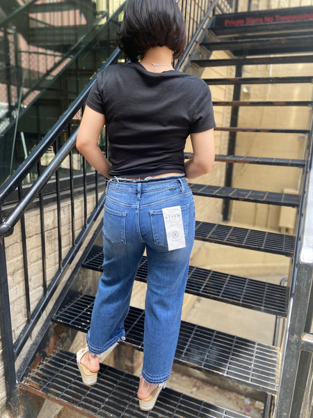 Gloria Mid Rise Wide Leg Cropped Risen Jeans