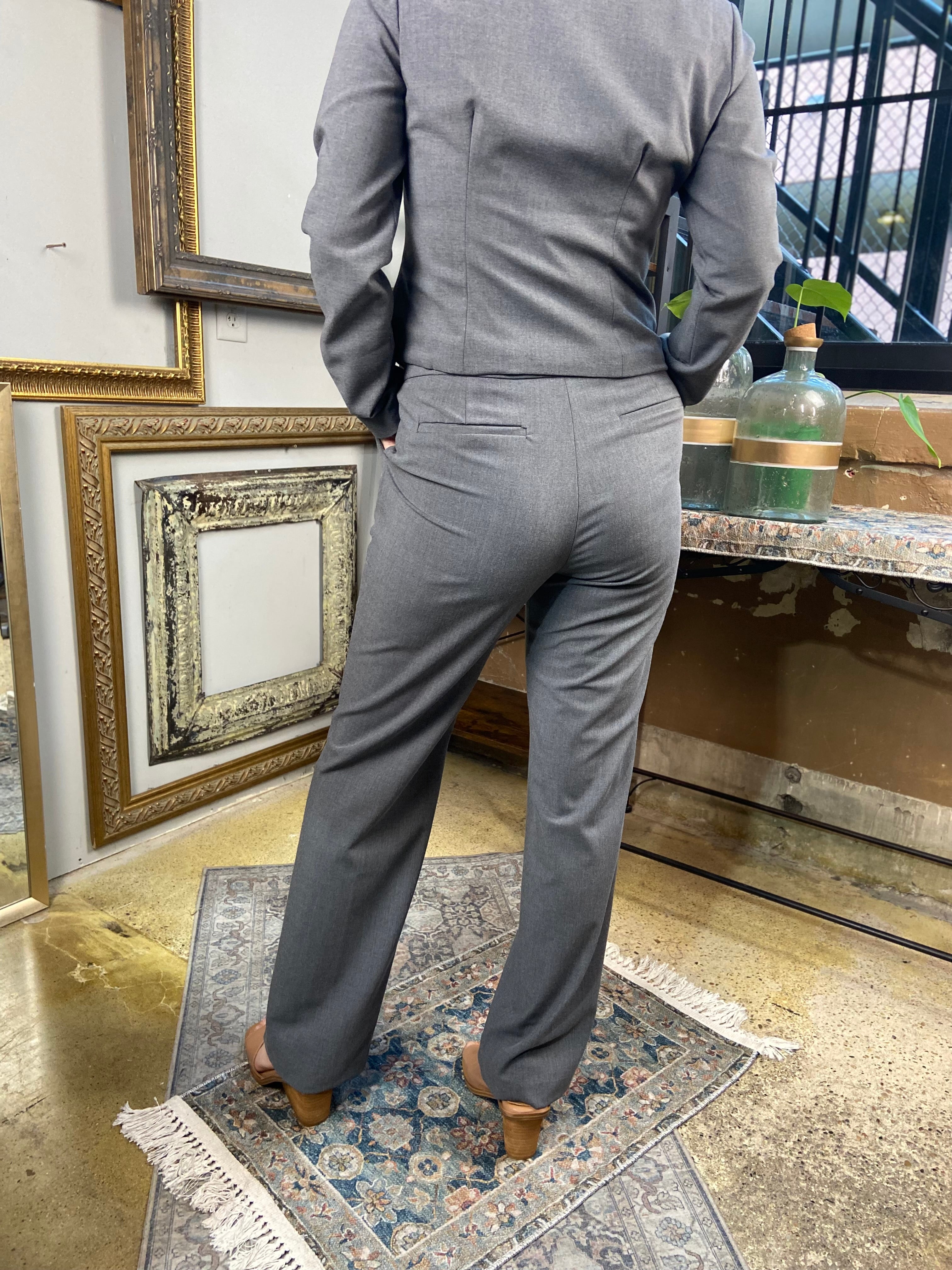 Noel Charcoal High Waisted Slim Dress Pants