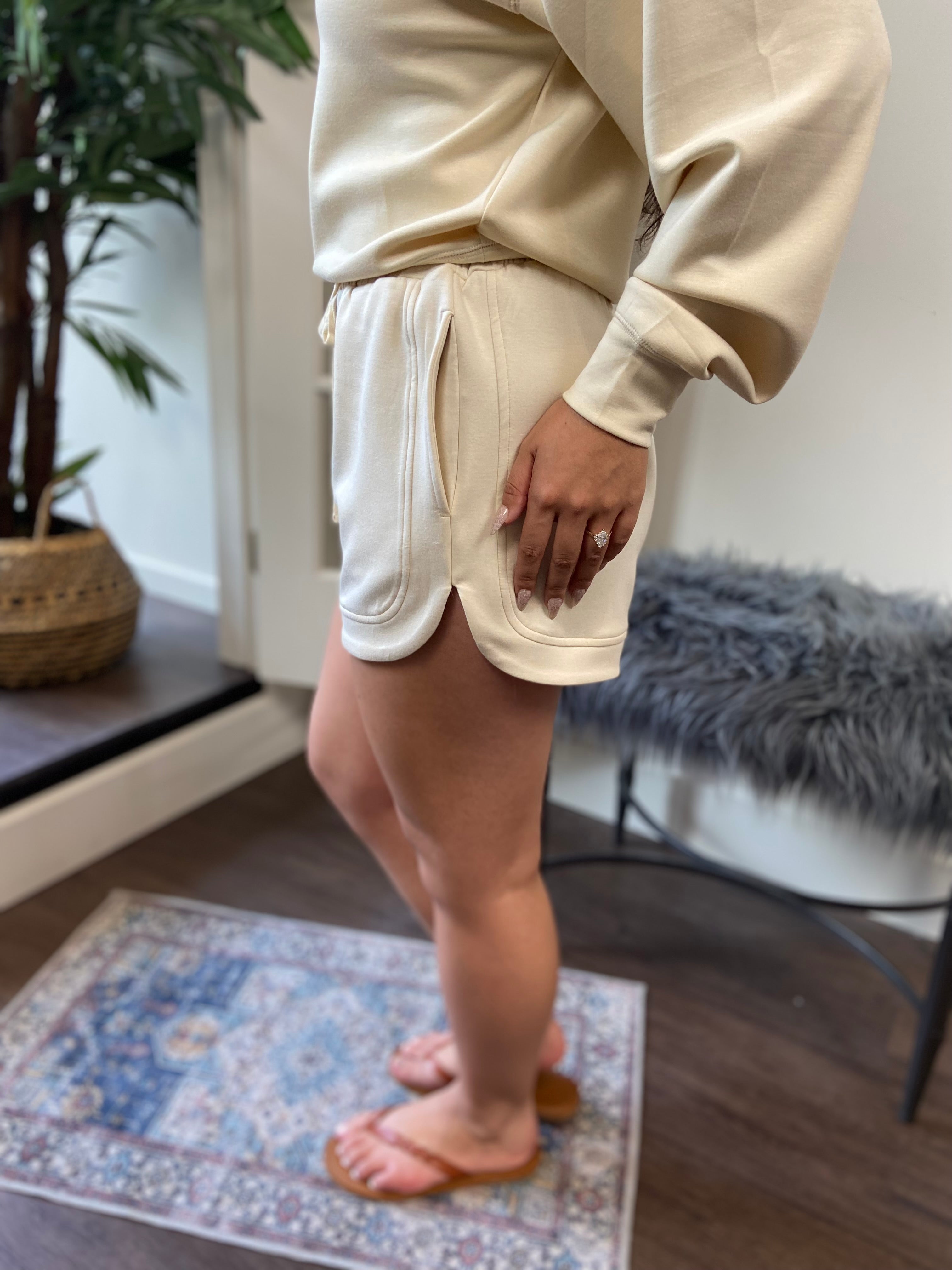 Drew Cream Drawstring Shorts - MK Threads Boutique
