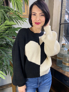Suzanne Two Tone Heart Sweater