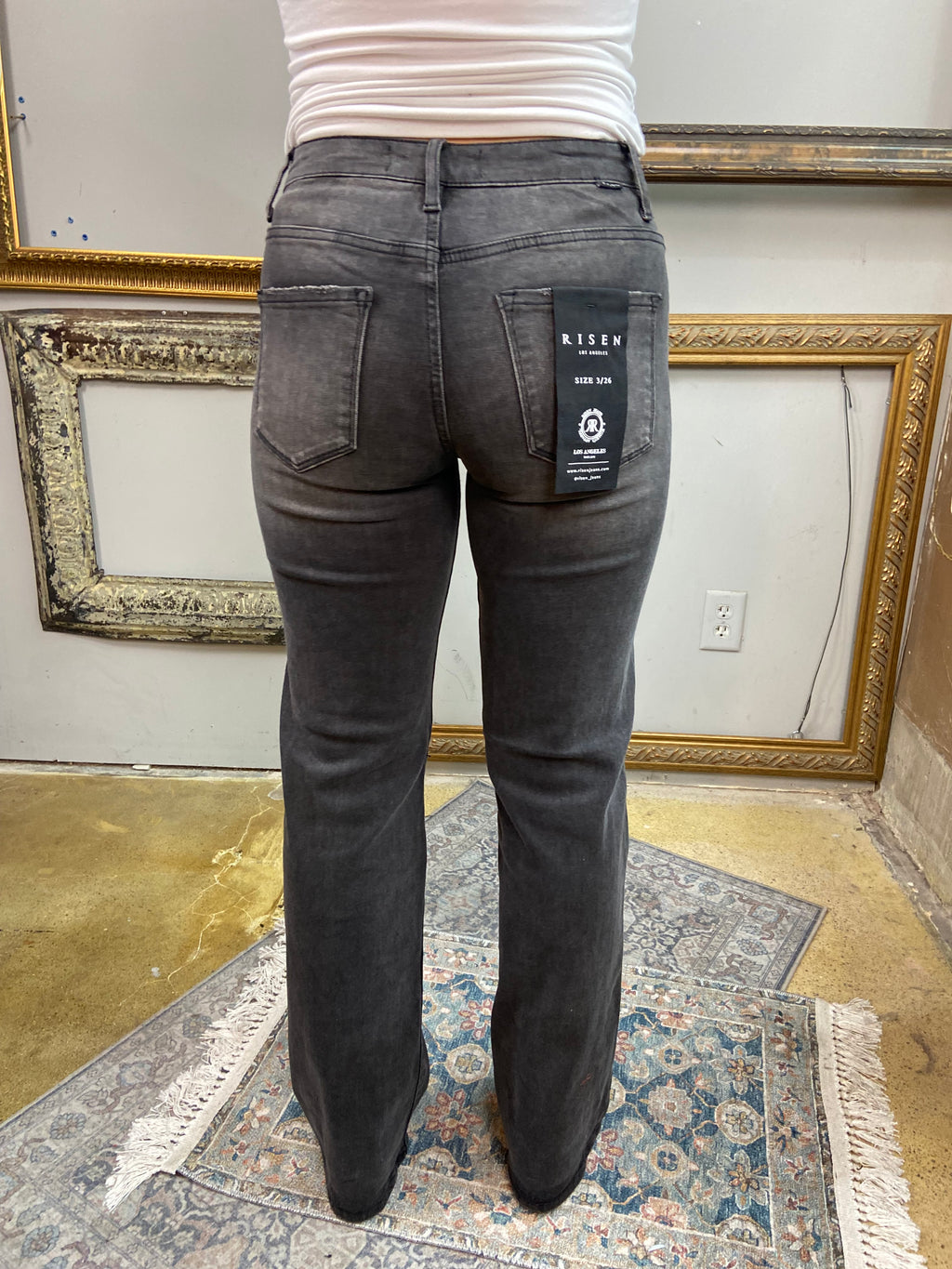 Anez Black Star Straight Leg Risen Jeans