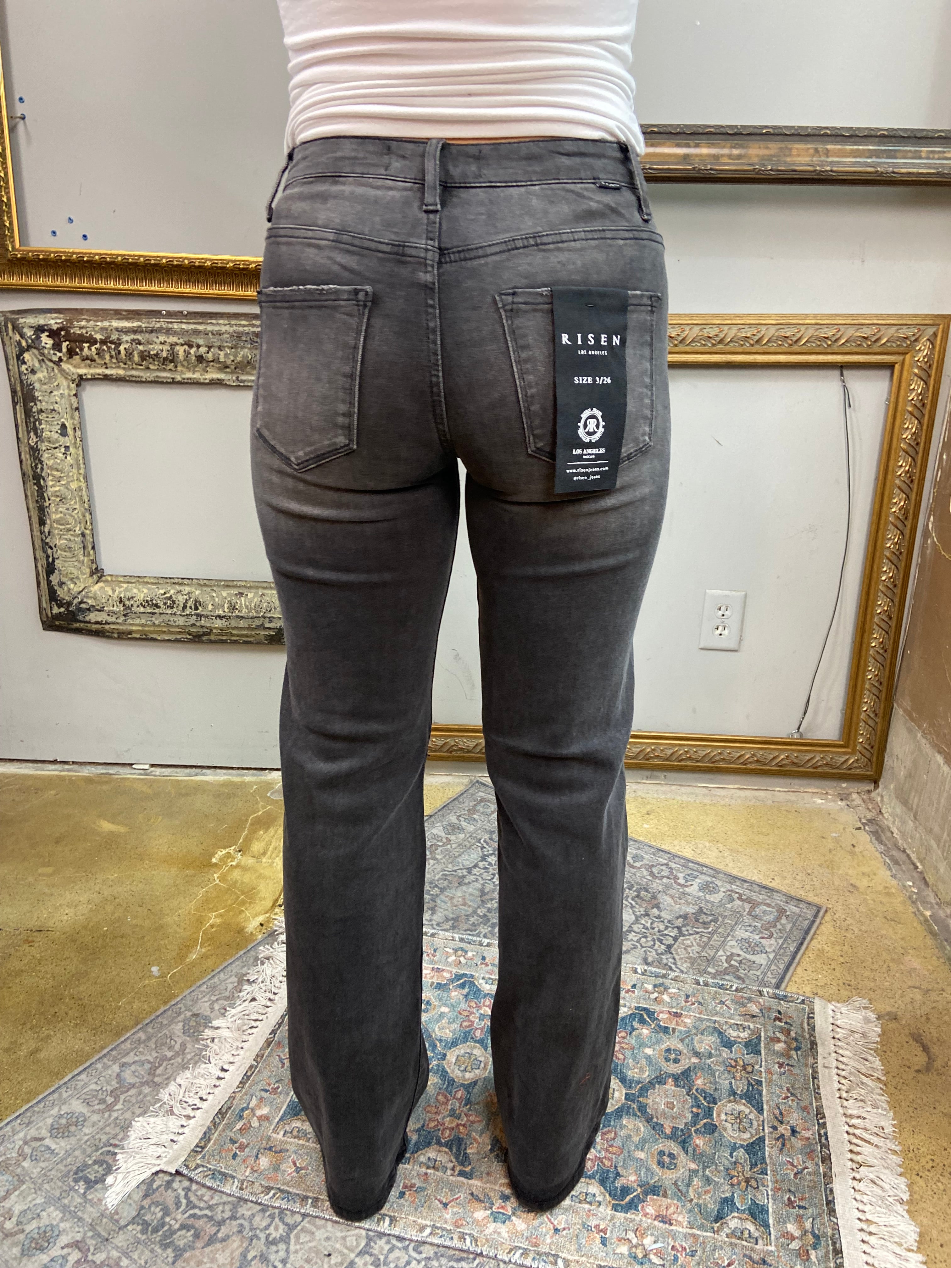 Anez Black Star Straight Leg Risen Jeans