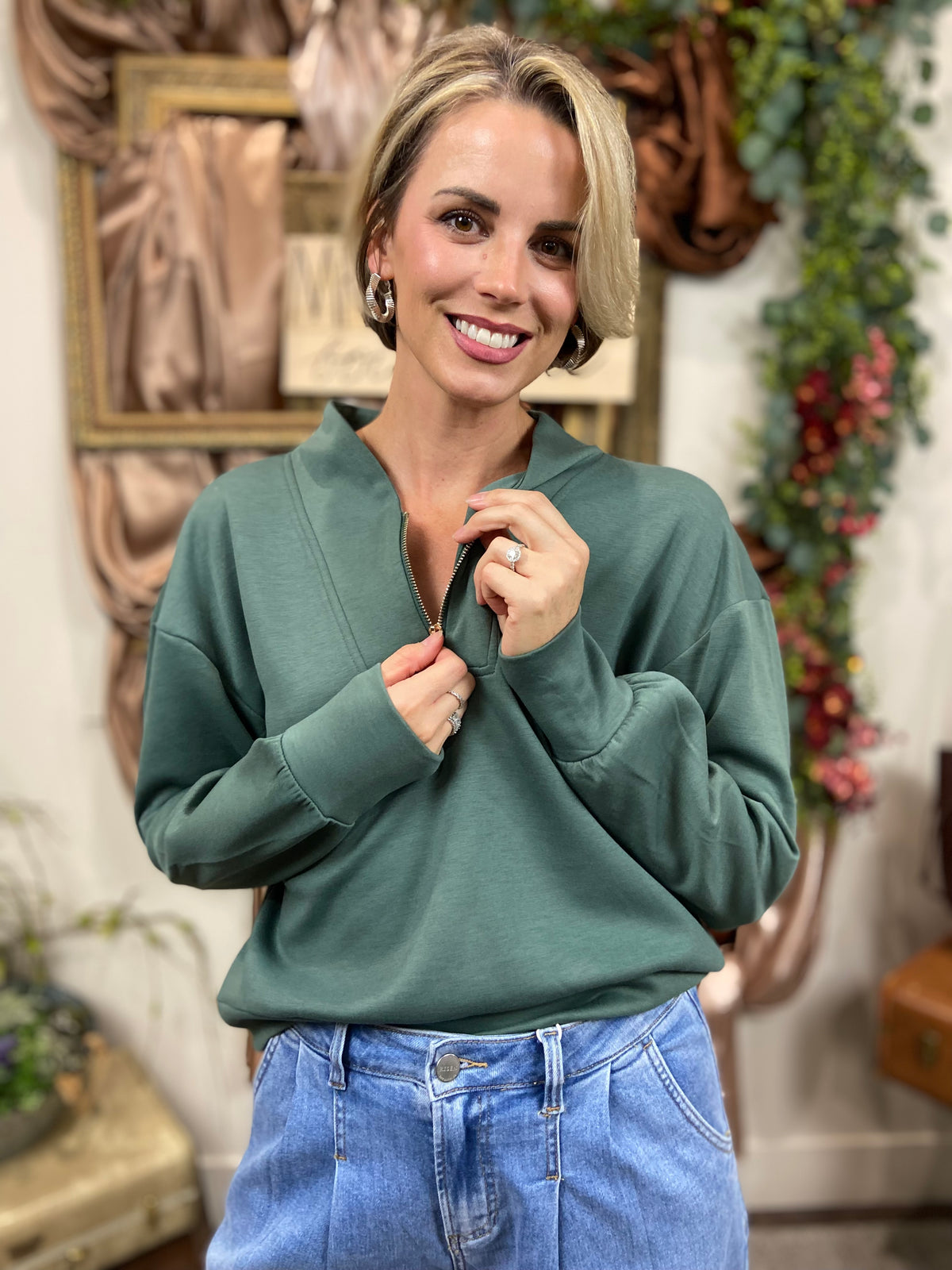 Joan Green Scuba Half Zip Sweater