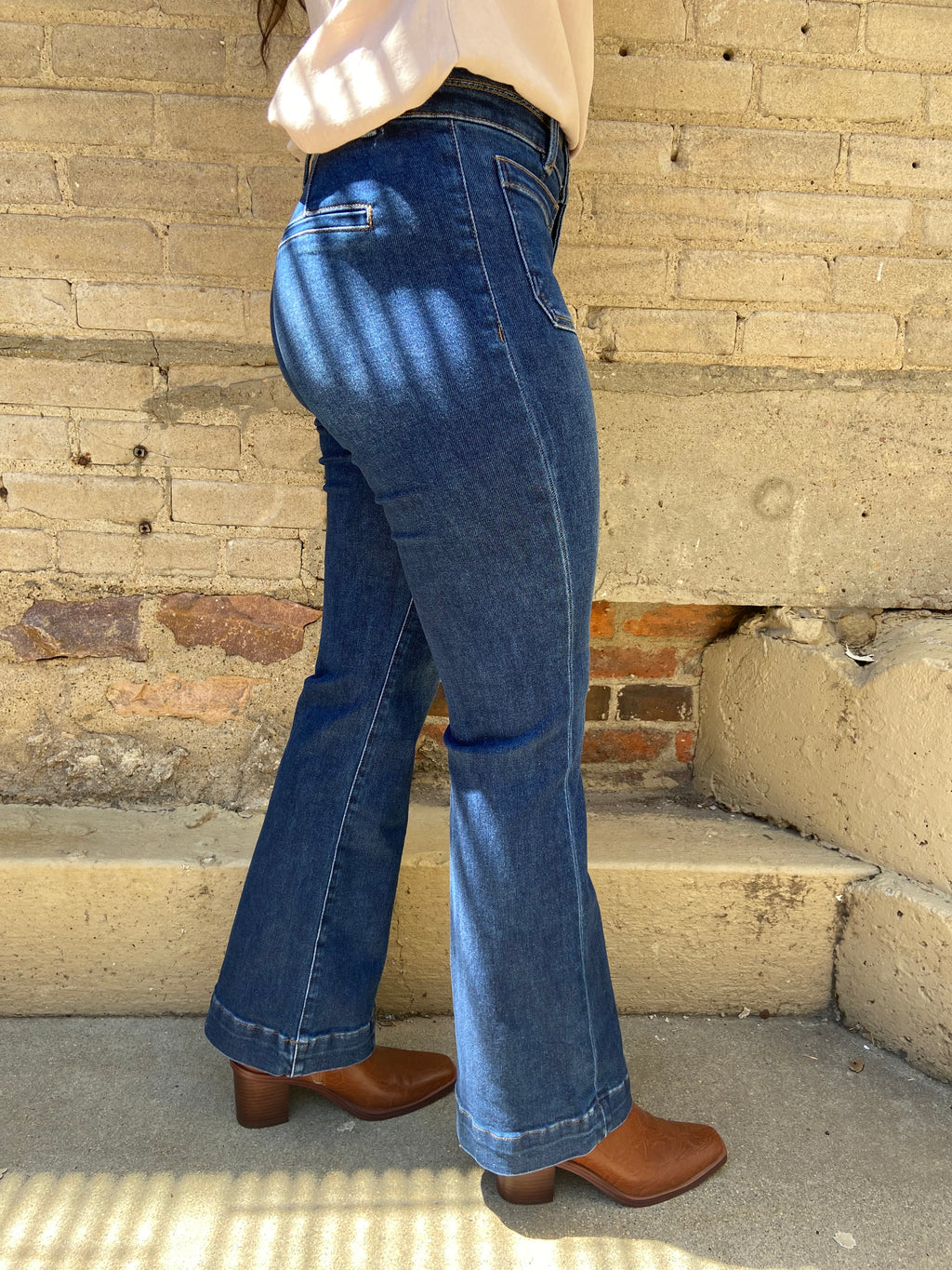Goldie Dark Wash Ankle Bootcut Risen Jeans - MK Threads Boutique