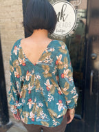 Ashton Sage Floral V-Neck Blouse