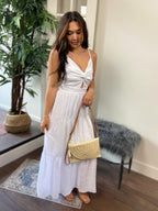 Allie White Cross Front Maxi Dress - MK Threads Boutique
