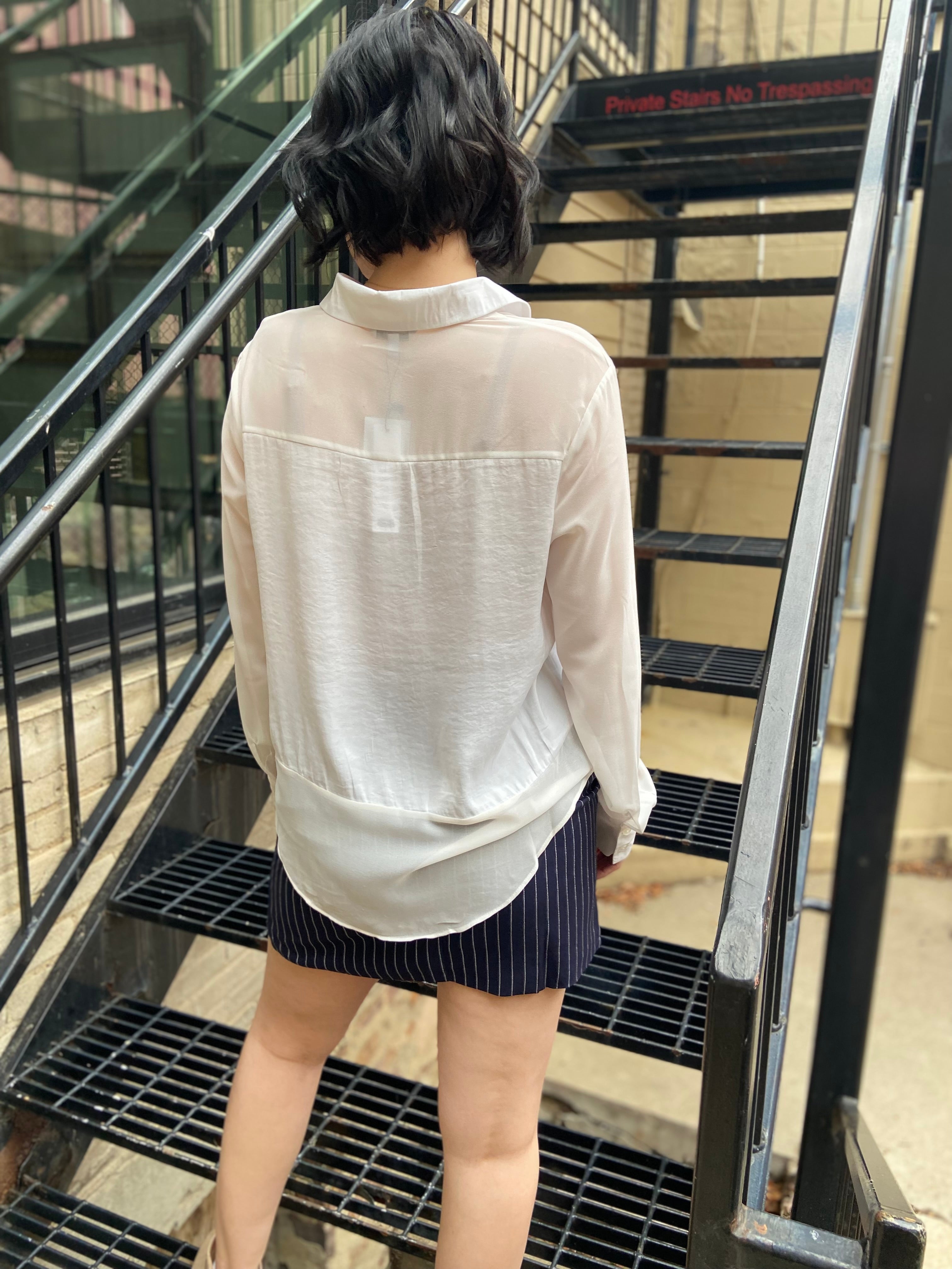 Selina White Long Sleeve Button Up