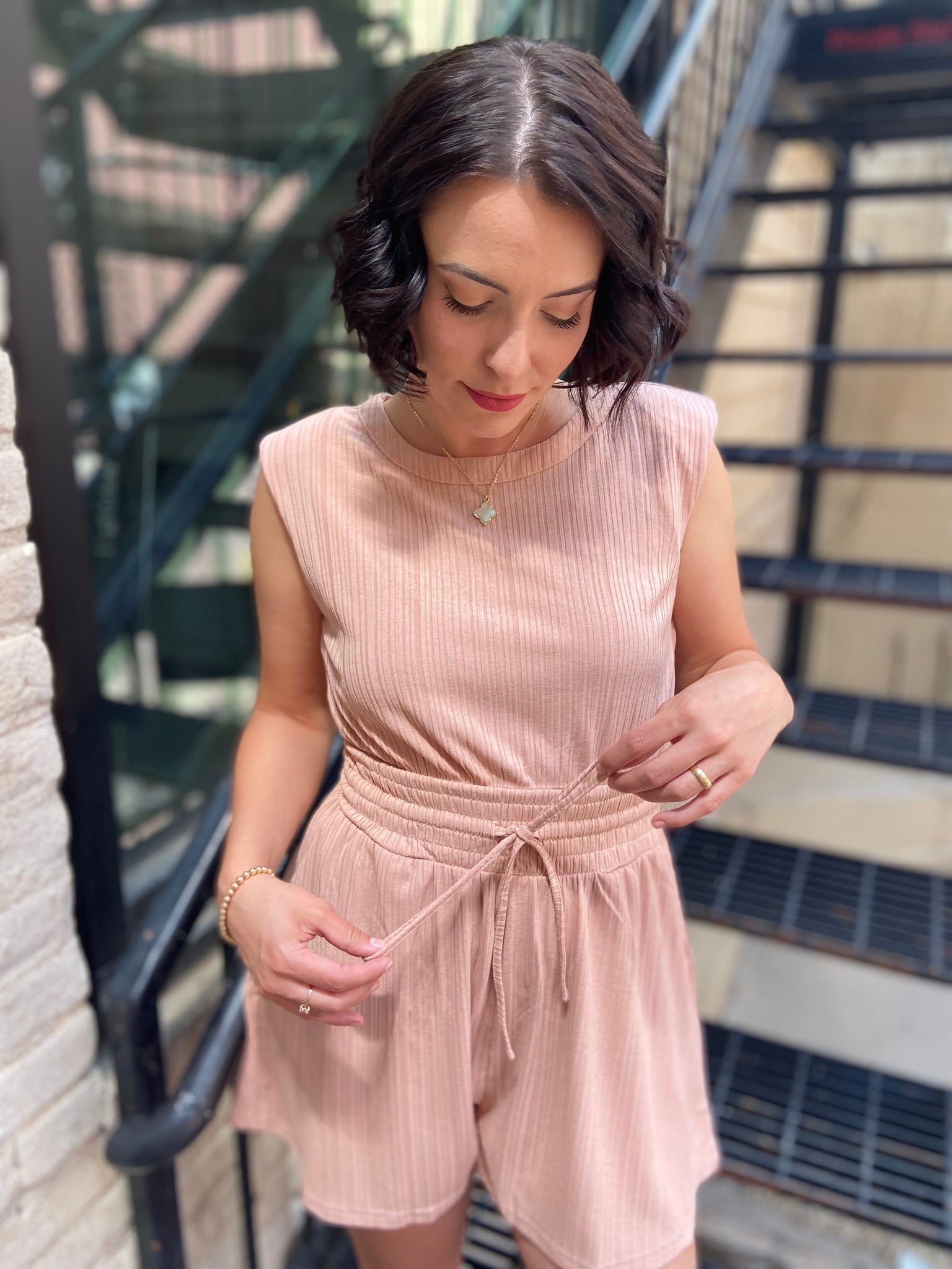 Claire Blush Pink Sleeveless Romper