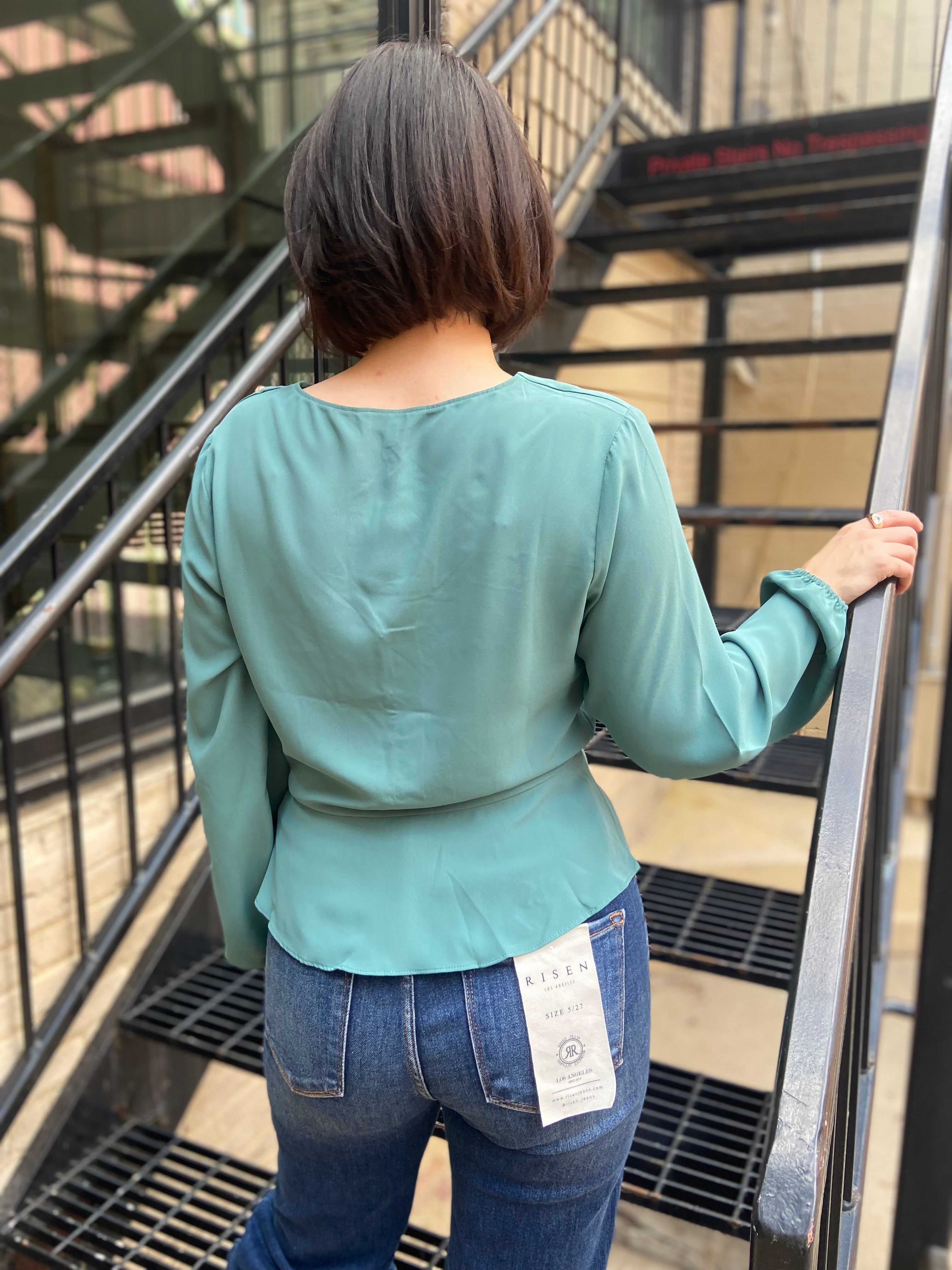 Anne Green Long Sleeve Peplum Blouse