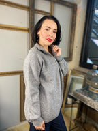 Riley Heather Gray Knit Half Zip Sweater