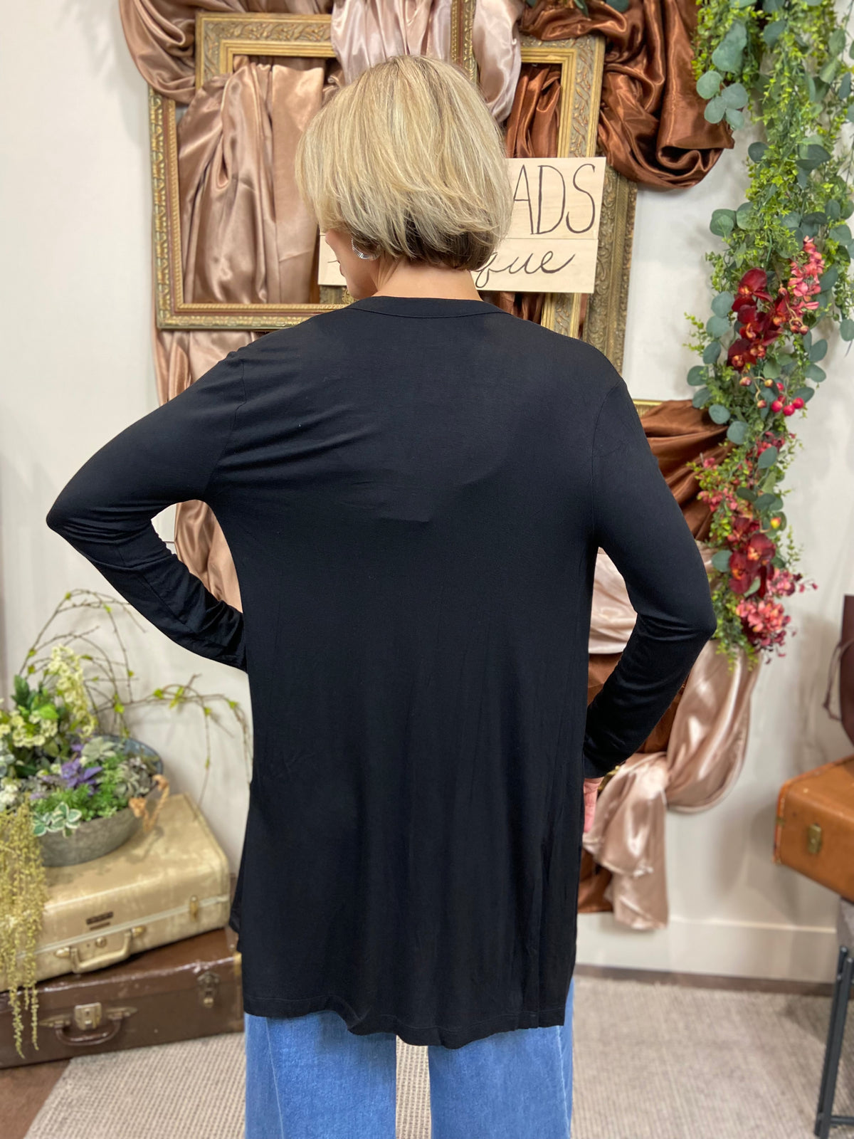 Eliane Black Long Lightweight Cardigan