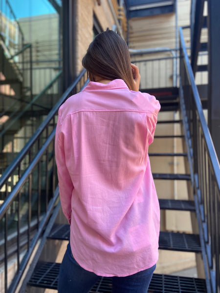 Annabel Pink Linen Button Up