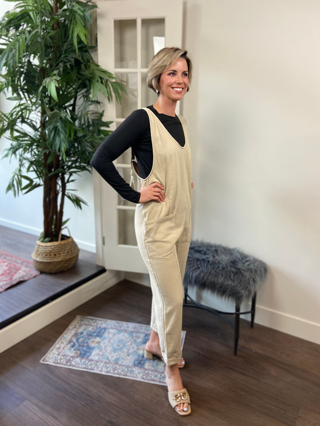 Miya Taupe Pocket Jumpsuit - MK Threads Boutique