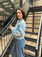 Monty Blue & Orange Flower Knit Sweater