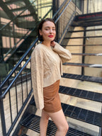 Kylie Taupe Lightweight Knit Cropped Sweater