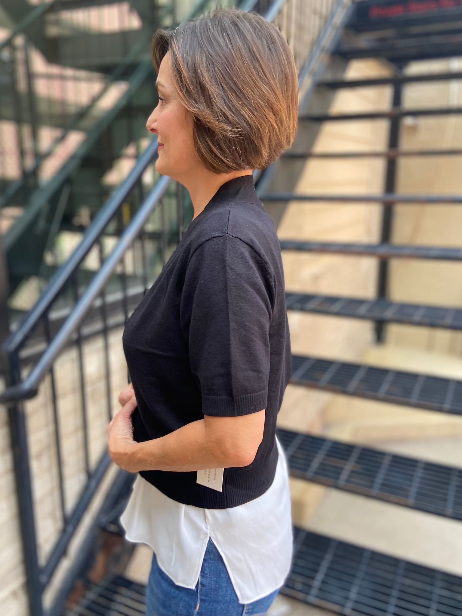 Lizeth Black Short Sleeve Cardigan