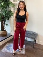 Kaia Burgundy Wide Leg Knit Pants - MK Threads Boutique