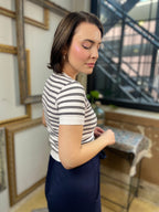 Grace White & Black Stripe T-Shirt - MK Threads Boutique