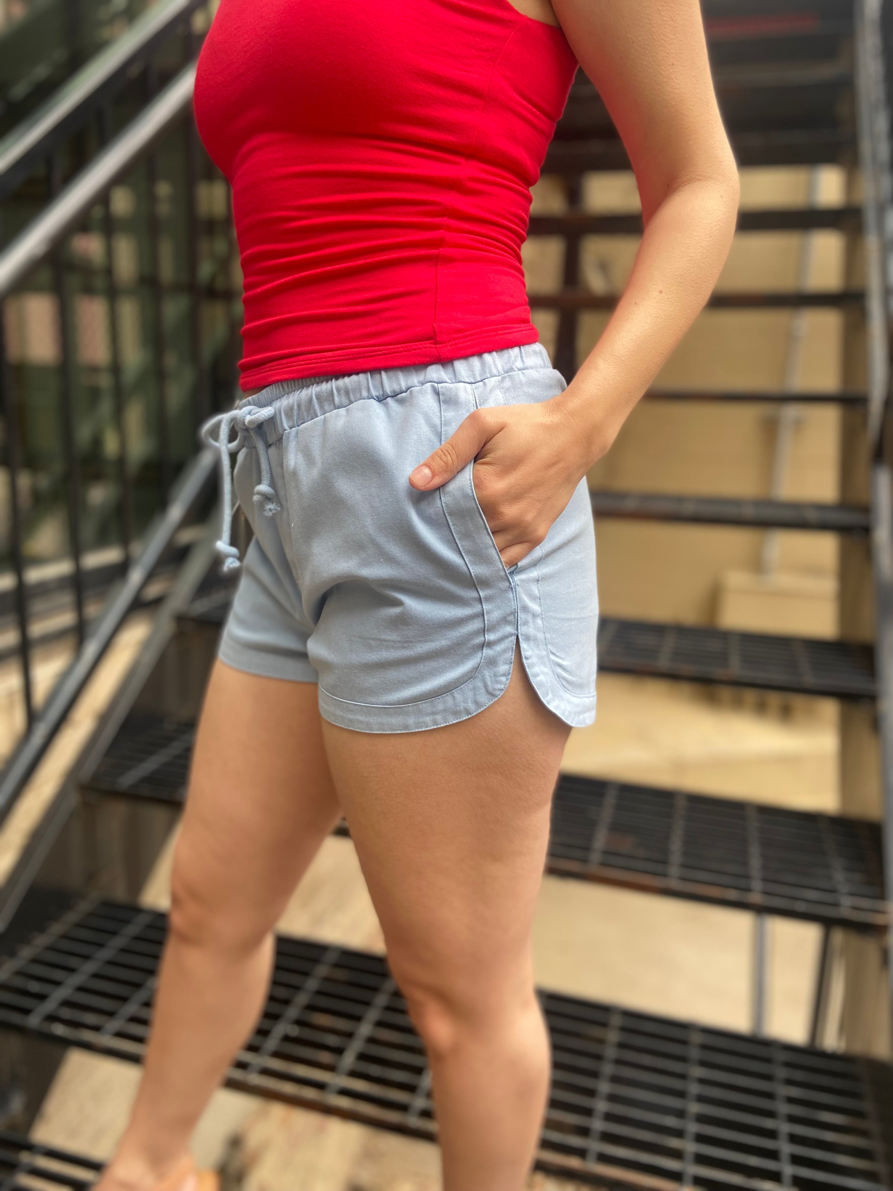 Eliane Blue Drawstring Shorts