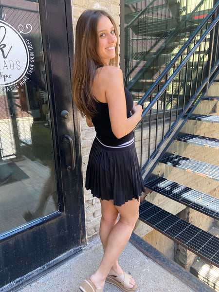 Ianna Black Ribbed High Neck Tank