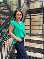 Bodhi Light Emerald Flutter Sleeve Blouse