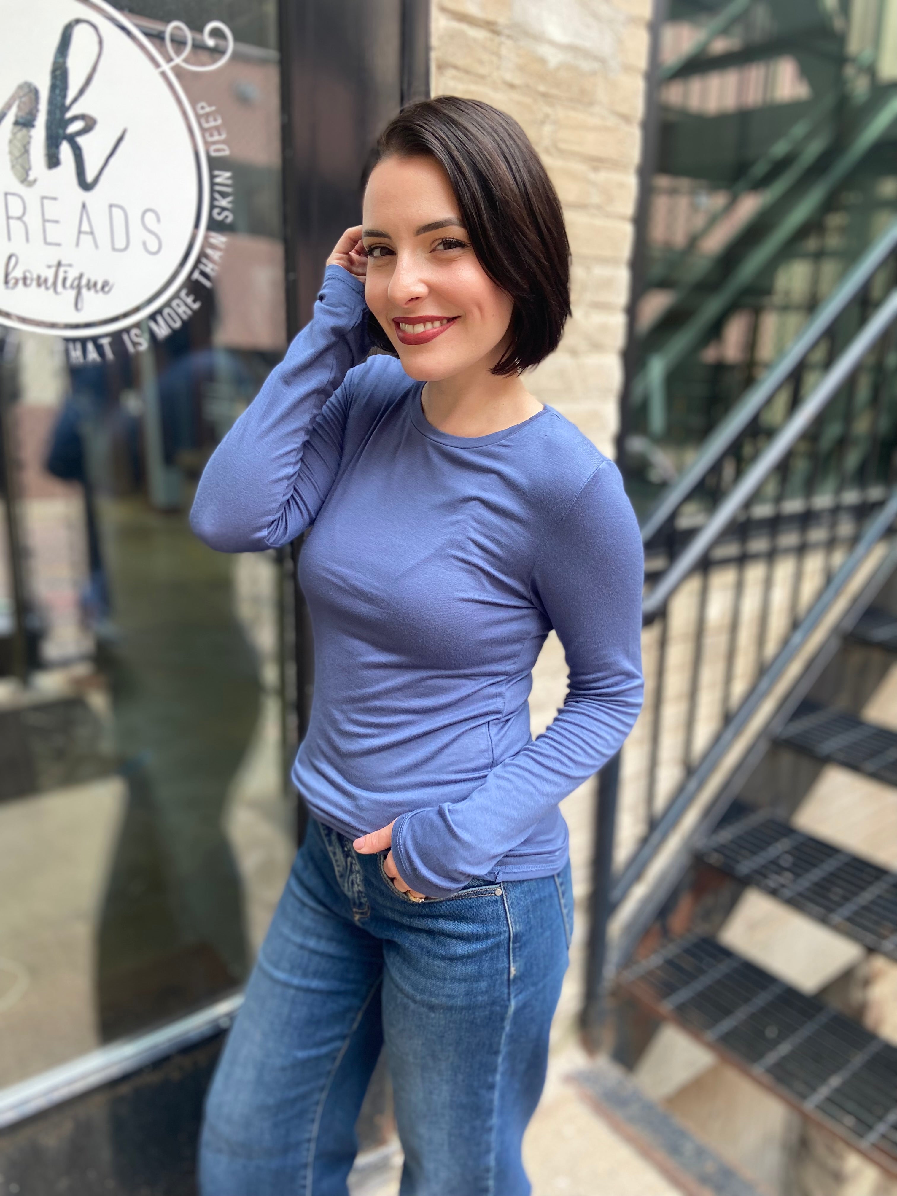 Ryan Dark Blue Relaxed Long Sleeve