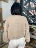 James Beige Cable Knit Loose Sweater