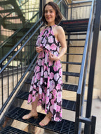 Ollie Black & Pink Halter Floral Maxi Dress - MK Threads Boutique