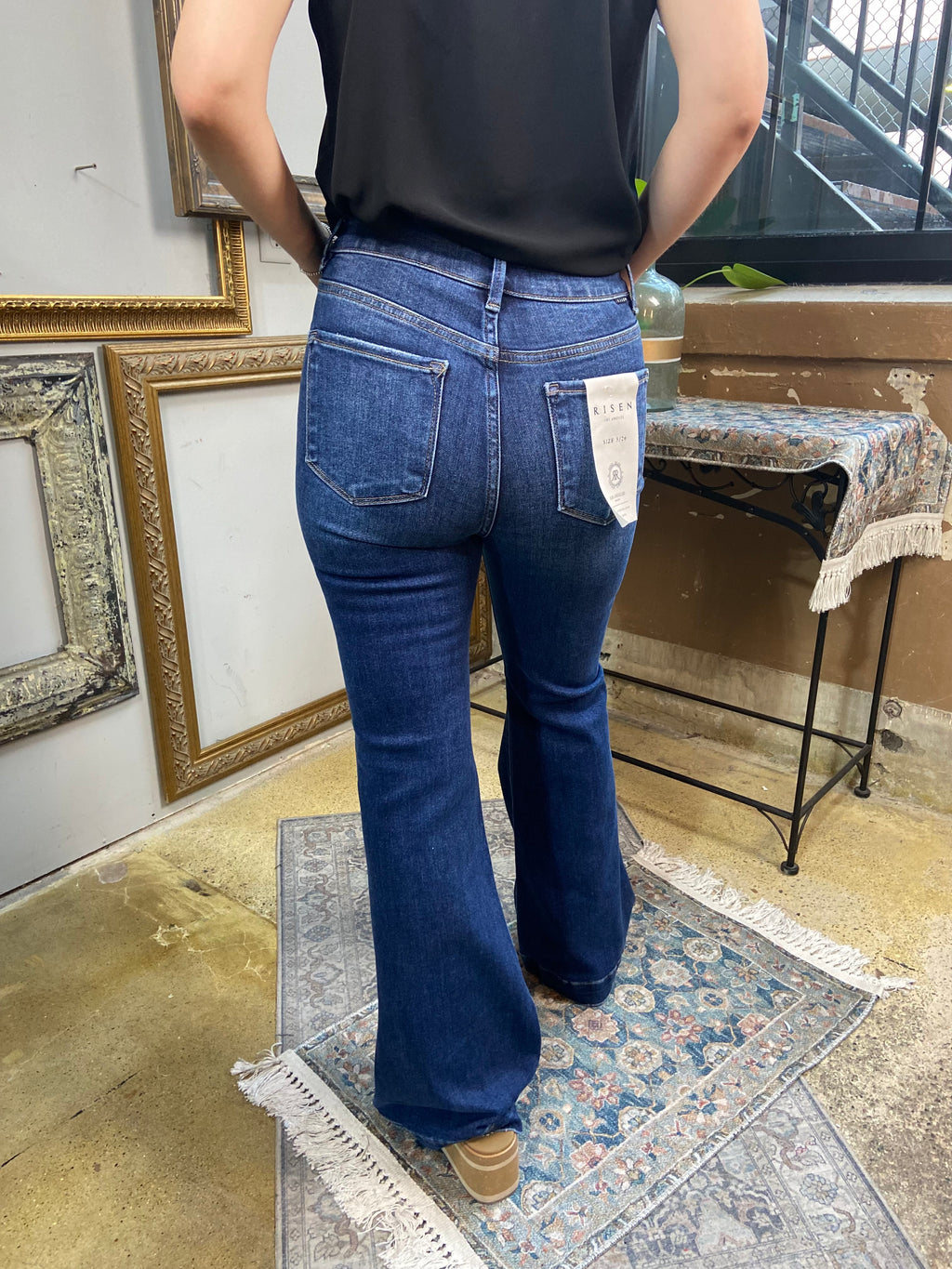 Nora Dark High Rise Front Pocket Flare Risen Jeans - MK Threads Boutique