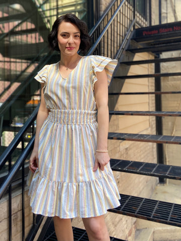 Stella Yellow Striped Mini Dress