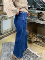 Layla Dark High Rise Adjustable Waist Cropped Risen Jeans