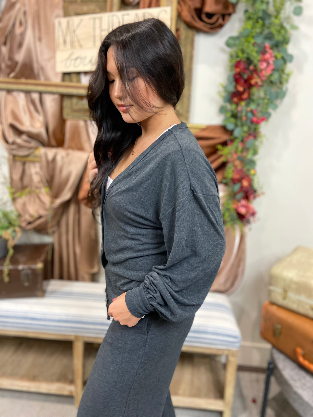 Kayla Charcoal Soft Risen Cardigan