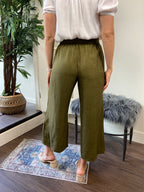 Cora Olive Green Wide Leg Tie Waist Pants - MK Threads Boutique