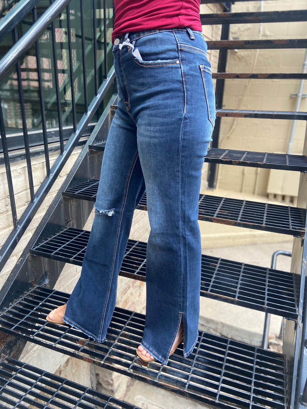 Courtney Dark Wash Flared Risen Jeans - MK Threads Boutique