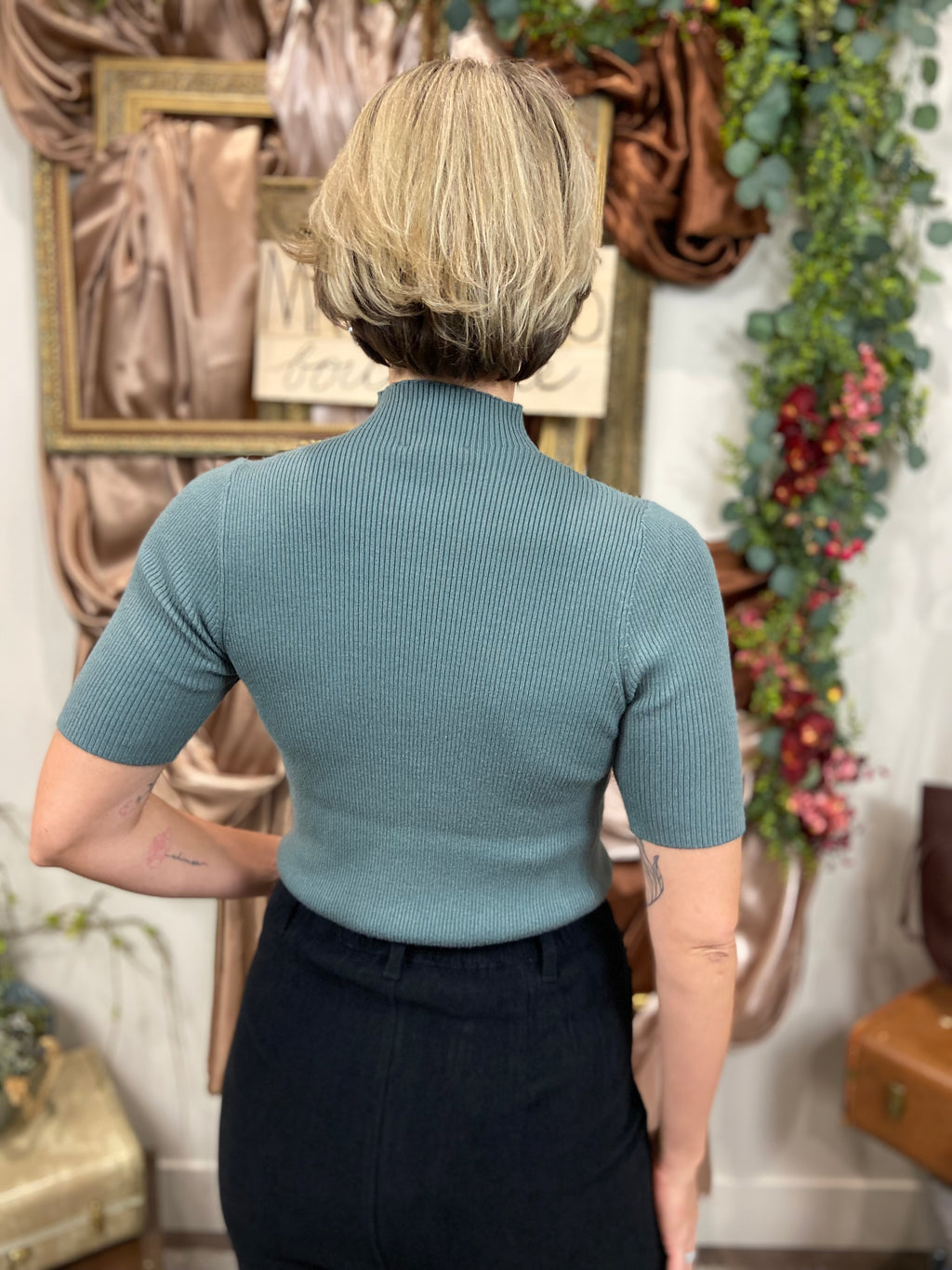Jayna Jade Ribbed Mock Neck Sweater Top