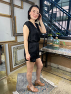 Alice Black Ruffled Sleeveless Romper