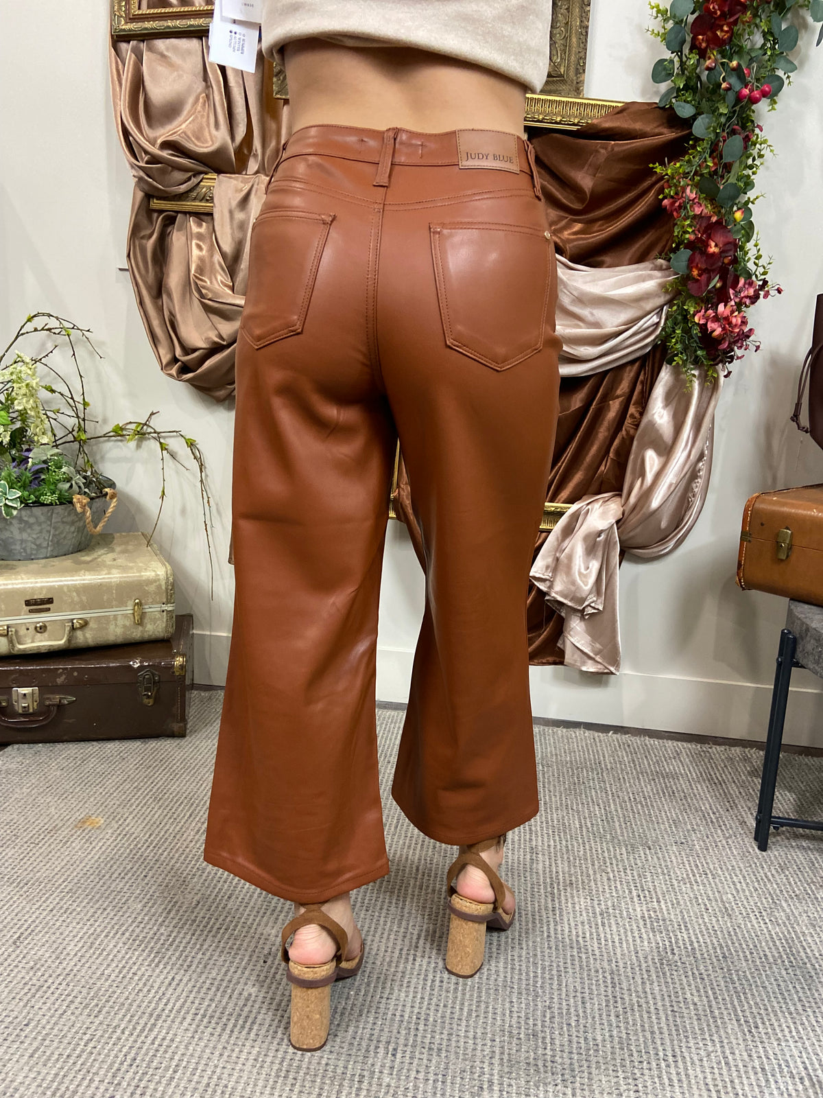 Cami Camel Faux Leather Judy Blue Pants