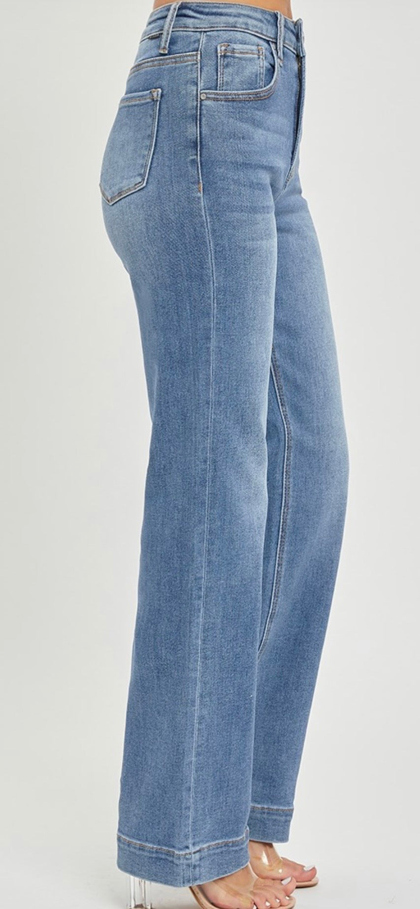 Belle Medium High Rise Straight Risen Jeans
