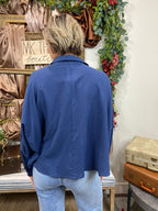 Willow Navy Blue Overside Long Sleeve Blouse