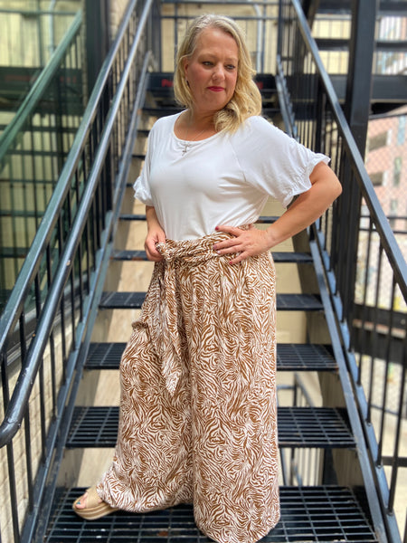 Carolina Mocha Plus Size Wide Leg Pants