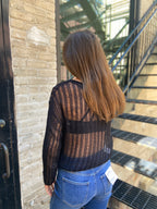 Mosey Black Crochet Knit Sweater
