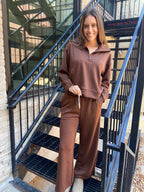 Romi Brown Scuba Drawstring Sweatpants