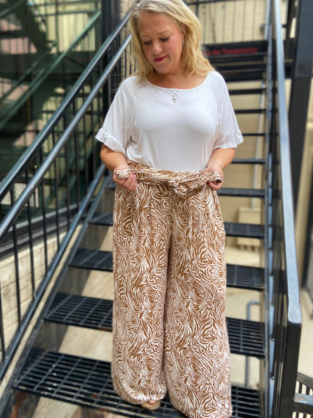 Carolina Mocha Plus Size Wide Leg Pants