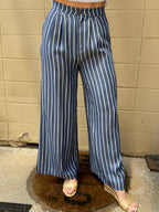 Everen Blue & White Stripe Wide Leg Pants - MK Threads Boutique